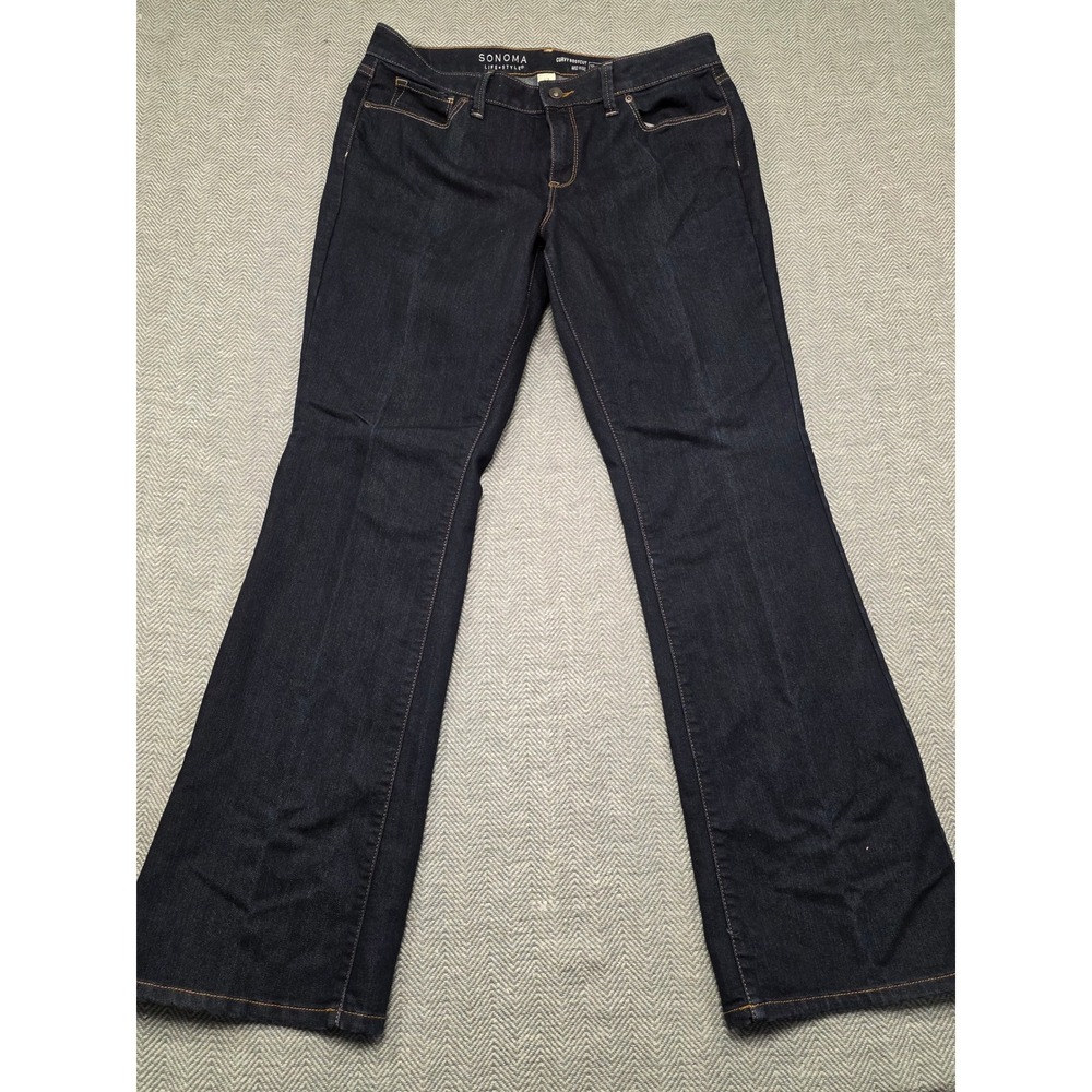Sonoma Life Style Curvy Bootcut Jeans Dark Indigo Mid Rise Size 12 Stretch Denim